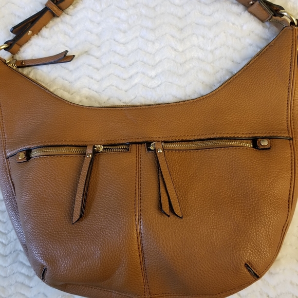 Lp Blue Brown Shoulder Bag with zipper closure. - Picture 4 of 16